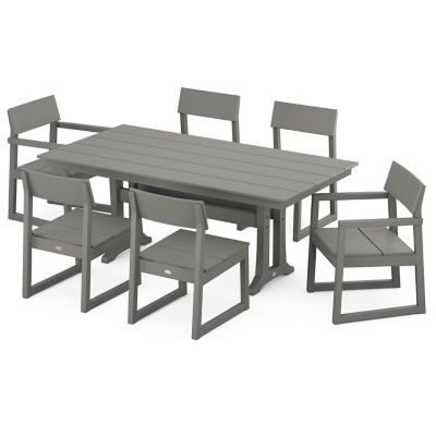 EDGE 7 Piece Outdoor Farmhouse Trestle Dining Set