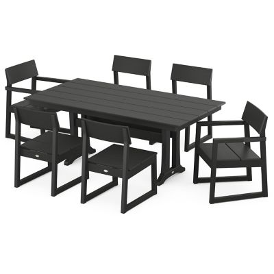 EDGE 7 Piece Outdoor Farmhouse Trestle Dining Set