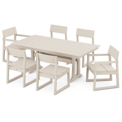 EDGE 7 Piece Outdoor Farmhouse Trestle Dining Set