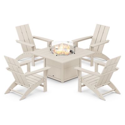 Modern 5-Piece Adirondack Outdoor Chair Set with Fire Pit Table