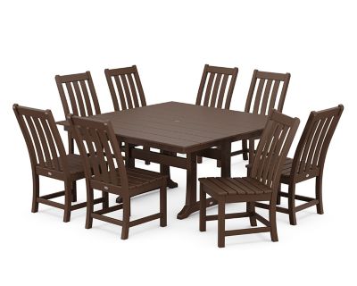 Vineyard Outdoor 9-Piece Farmhouse Trestle Dining Set