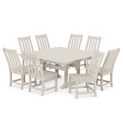 Vineyard Outdoor 9-Piece Farmhouse Trestle Dining Set