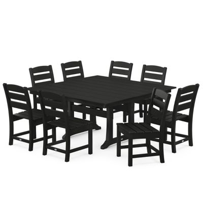 Lakeside Outdoor 9-Piece Farmhouse Trestle Dining Set