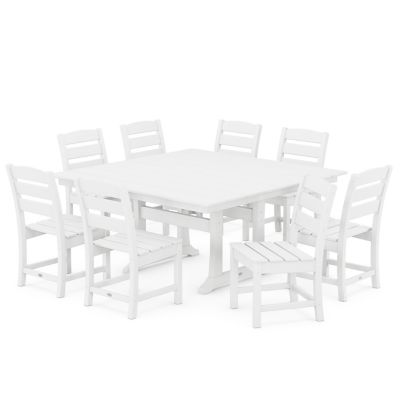 Lakeside Outdoor 9-Piece Farmhouse Trestle Dining Set