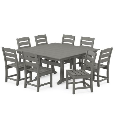 Lakeside Outdoor 9-Piece Farmhouse Trestle Dining Set