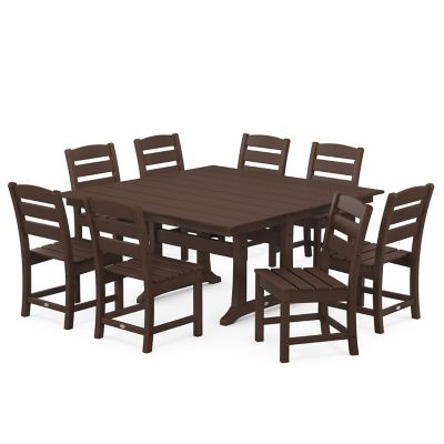 Lakeside Outdoor 9-Piece Farmhouse Trestle Dining Set