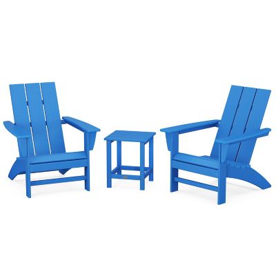 Modern Outdoor 3 Piece Adirondack Set with Side Table