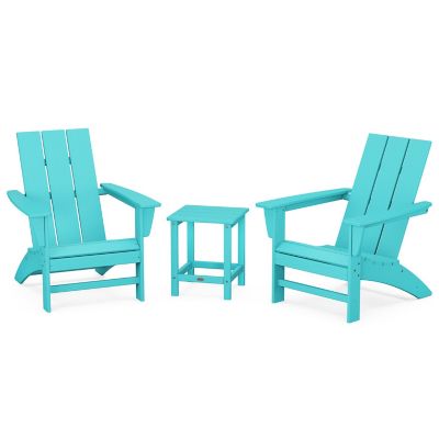 Modern Outdoor 3 Piece Adirondack Set with Side Table