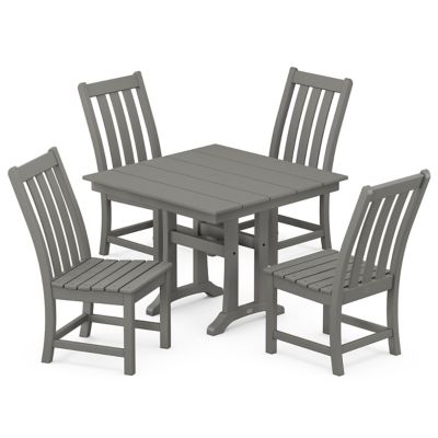 Vineyard Outdoor 5-Piece Farmhouse Trestle Side Chair Dining Set