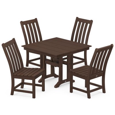 Vineyard Outdoor 5-Piece Farmhouse Trestle Side Chair Dining Set