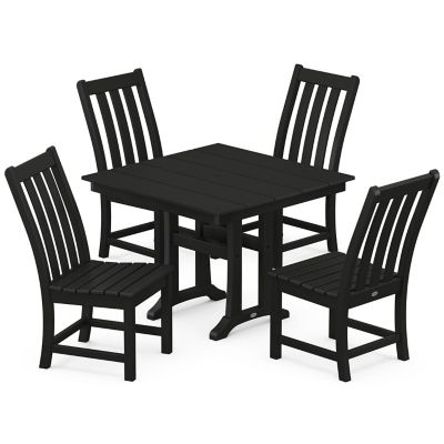 Vineyard Outdoor 5-Piece Farmhouse Trestle Side Chair Dining Set