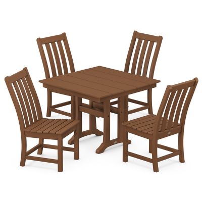 Vineyard Outdoor 5-Piece Farmhouse Trestle Side Chair Dining Set