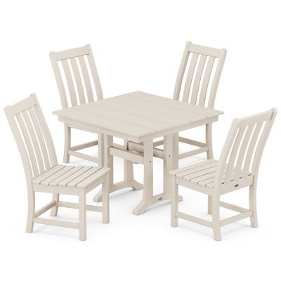 Vineyard Outdoor 5-Piece Farmhouse Trestle Side Chair Dining Set