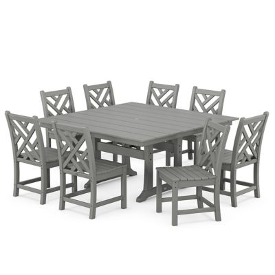 Chippendale Outdoor 9-Piece Farmhouse Trestle Dining Set
