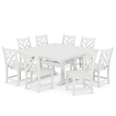 Chippendale Outdoor 9-Piece Farmhouse Trestle Dining Set