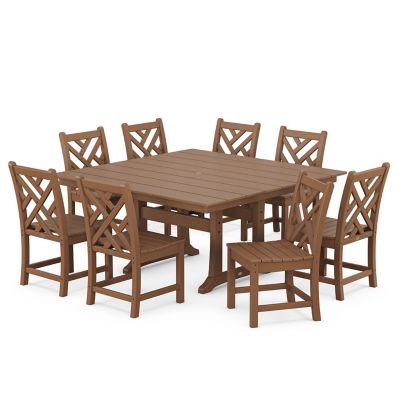 Chippendale Outdoor 9-Piece Farmhouse Trestle Dining Set
