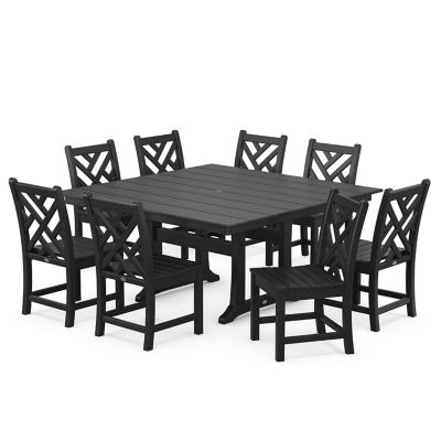 Chippendale Outdoor 9-Piece Farmhouse Trestle Dining Set
