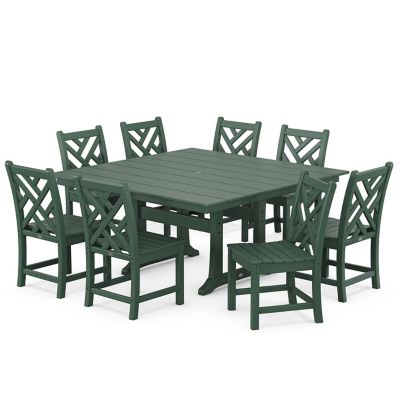 Chippendale Outdoor 9-Piece Farmhouse Trestle Dining Set