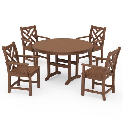 Chippendale Outdoor 5-Piece Round Farmhouse Dining Set