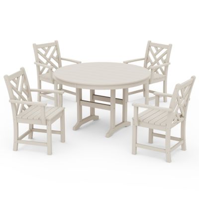 Chippendale Outdoor 5-Piece Round Farmhouse Dining Set