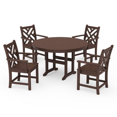 Chippendale Outdoor 5-Piece Round Farmhouse Dining Set