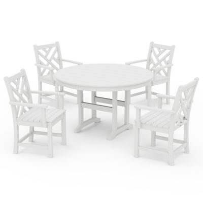 Chippendale Outdoor 5-Piece Round Farmhouse Dining Set