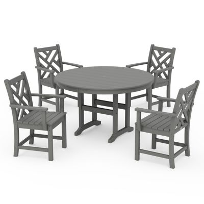 Chippendale Outdoor 5-Piece Round Farmhouse Dining Set