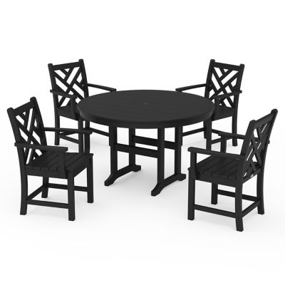 Chippendale Outdoor 5-Piece Round Farmhouse Dining Set