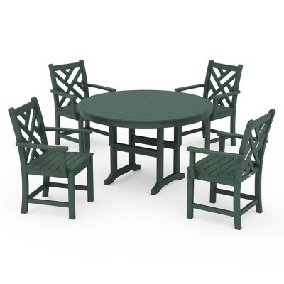 Chippendale Outdoor 5-Piece Round Farmhouse Dining Set