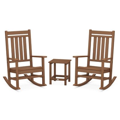 Estate Outdoor 3-Piece Rocking Chair Set with Long Island Side Table