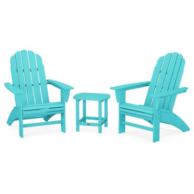 Vineyard 3-Piece Outdoor Curveback Adirondack Set with South Beach Side Table