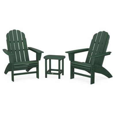 Vineyard 3-Piece Outdoor Curveback Adirondack Set with South Beach Side Table