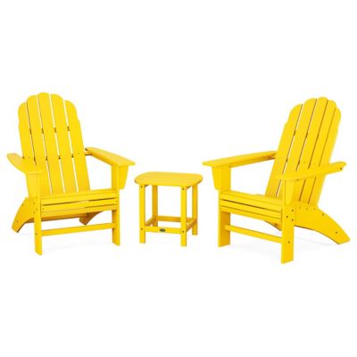 Vineyard 3-Piece Outdoor Curveback Adirondack Set with South Beach Side Table