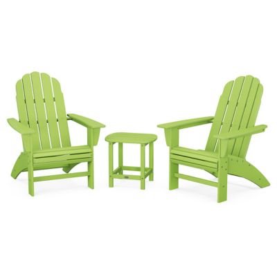 Vineyard 3-Piece Outdoor Curveback Adirondack Set with South Beach Side Table