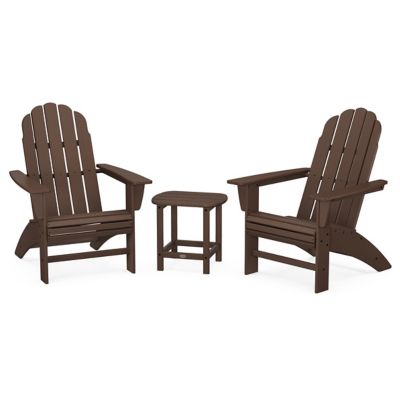 Vineyard 3-Piece Outdoor Curveback Adirondack Set with South Beach Side Table