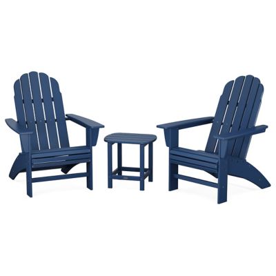 Vineyard 3-Piece Outdoor Curveback Adirondack Set with South Beach Side Table