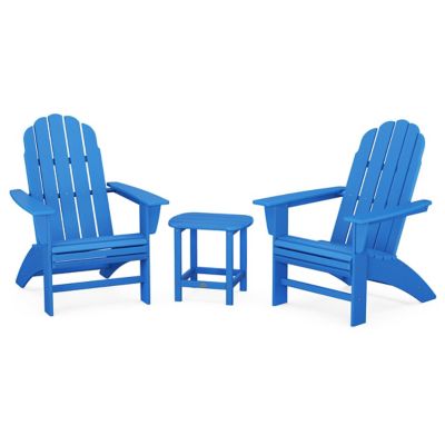 Vineyard 3-Piece Outdoor Curveback Adirondack Set with South Beach Side Table