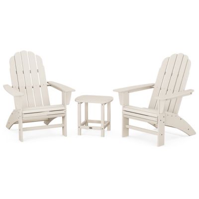 Vineyard 3-Piece Outdoor Curveback Adirondack Set with South Beach Side Table