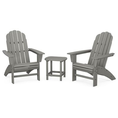 Vineyard 3-Piece Outdoor Curveback Adirondack Set with South Beach Side Table