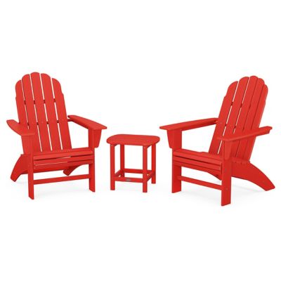 Vineyard 3-Piece Outdoor Curveback Adirondack Set with South Beach Side Table