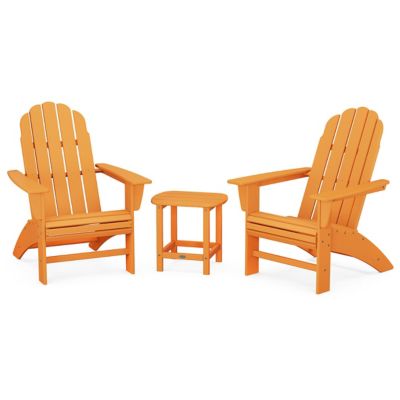 Vineyard 3-Piece Outdoor Curveback Adirondack Set with South Beach Side Table