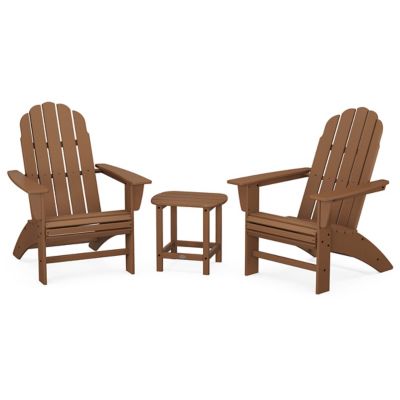 Vineyard 3-Piece Outdoor Curveback Adirondack Set with South Beach Side Table