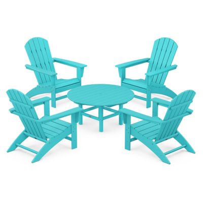 Nautical 5-Piece Outdoor Adirondack Chair Conversation Set