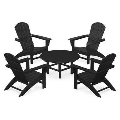 Nautical 5-Piece Outdoor Adirondack Chair Conversation Set
