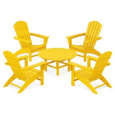 Nautical 5-Piece Outdoor Adirondack Chair Conversation Set