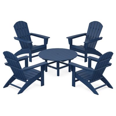 Nautical 5-Piece Outdoor Adirondack Chair Conversation Set