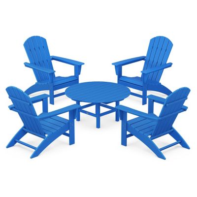 Nautical 5-Piece Outdoor Adirondack Chair Conversation Set