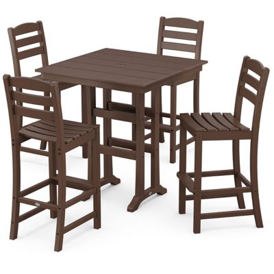 La Casa Café Outdoor 5-Piece Farmhouse Trestle Bar Set