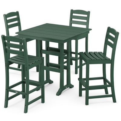La Casa Café Outdoor 5-Piece Farmhouse Trestle Bar Set