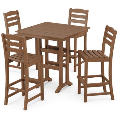 La Casa Café Outdoor 5-Piece Farmhouse Trestle Bar Set